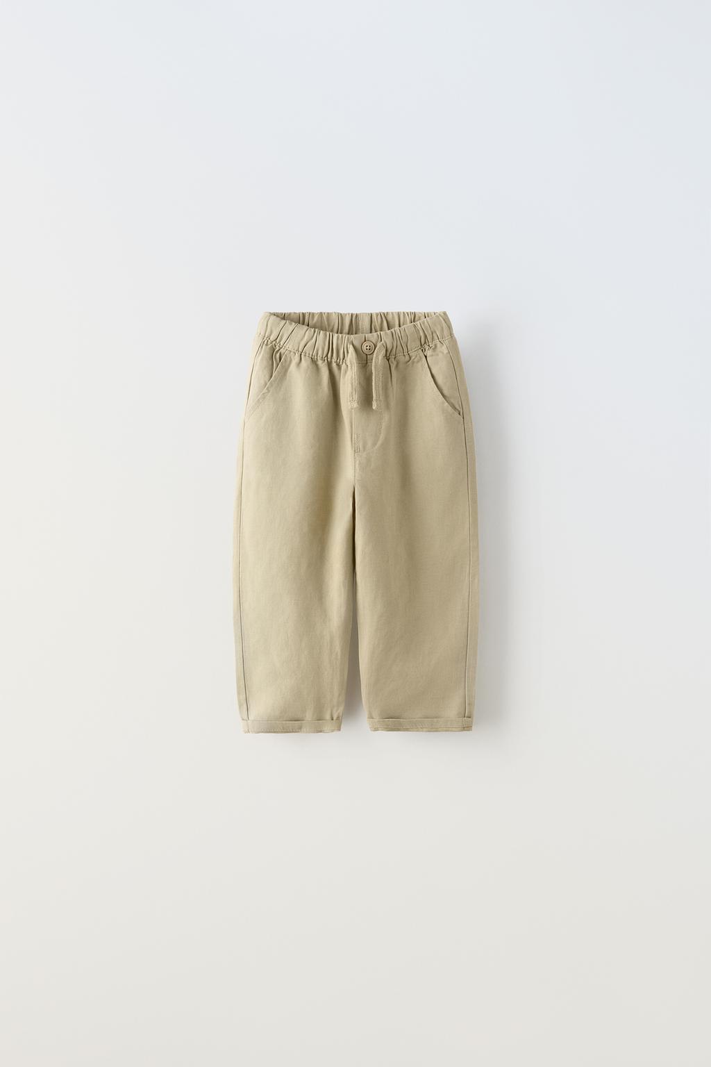 Pantalon con lino khaki