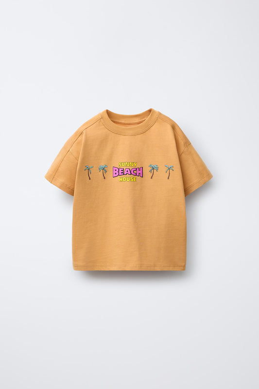 Polera estampada palmeras