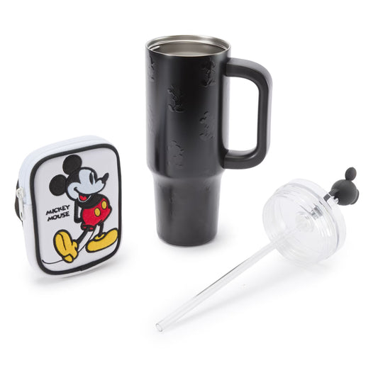 Vaso acero inoxidable con pajita y estuche cremallera Mickey Mouse