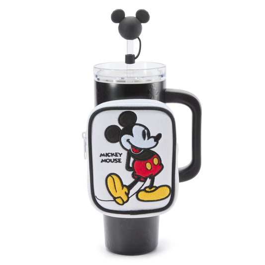 Vaso acero inoxidable con pajita y estuche cremallera Mickey Mouse