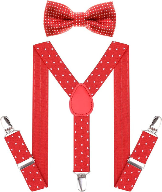 corbata y suspensor rojo con puntos