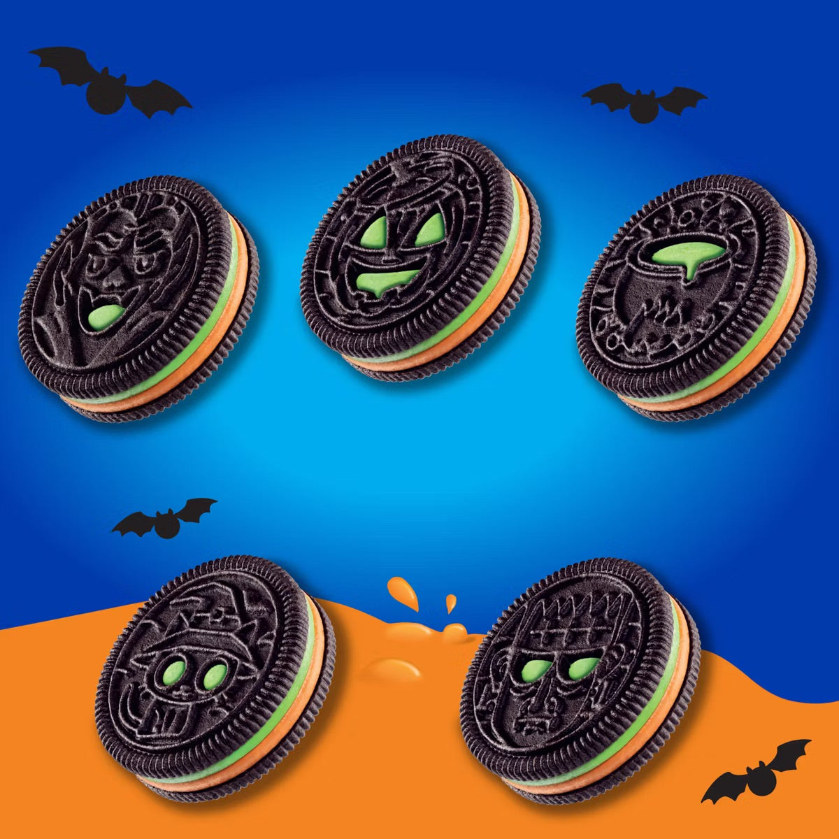 Galleta oreo crema verde y naranja