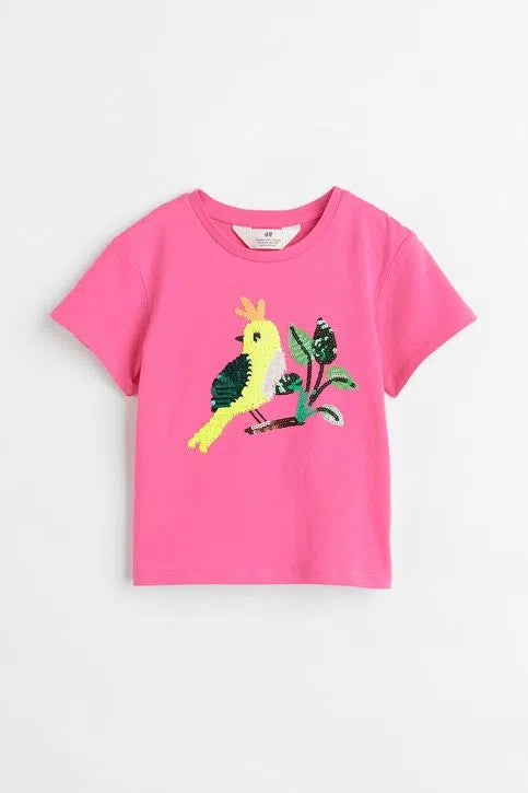 Polera rosa con lentejuelas