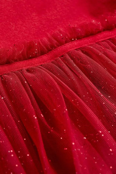 Vestido rojo con falda  tul