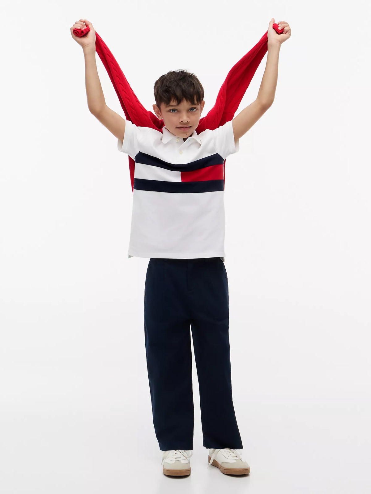 Polera con cuello colorblock blanca