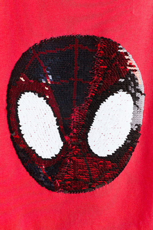 Polera spiderman con lentejuelas