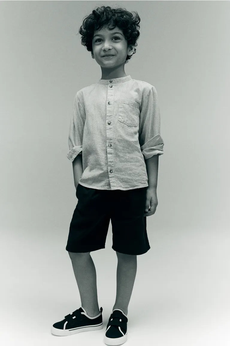 Short lino azul marino