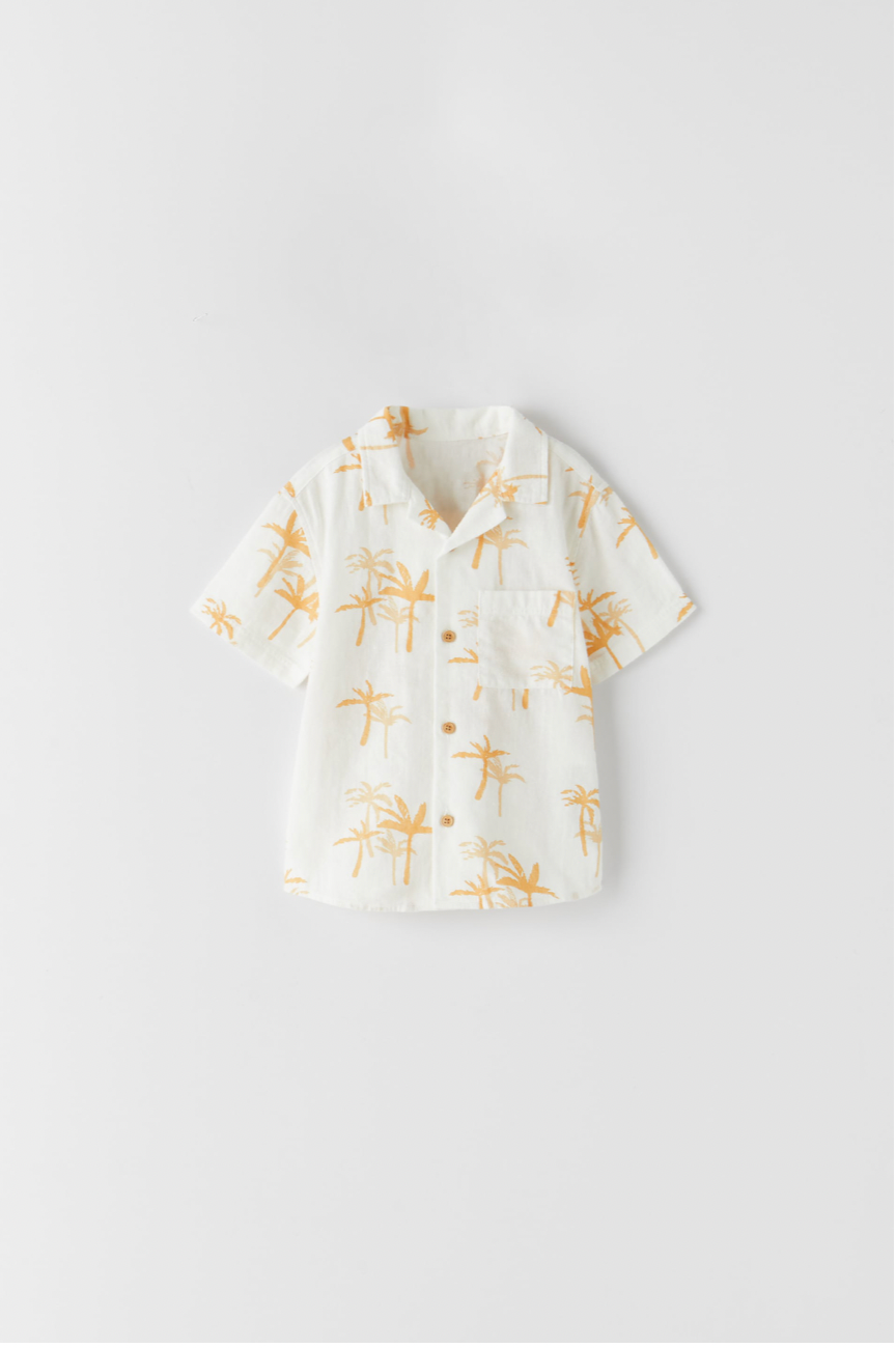 Camisa palmeras con lino