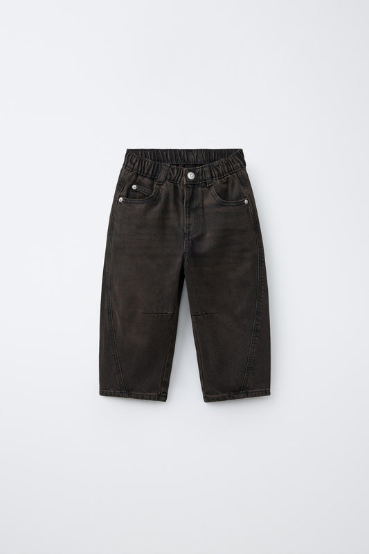 Jeans barrel overdye marron