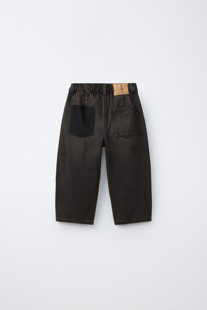 Jeans barrel overdye marron