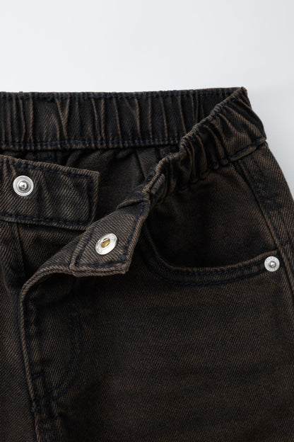 Jeans barrel overdye marron