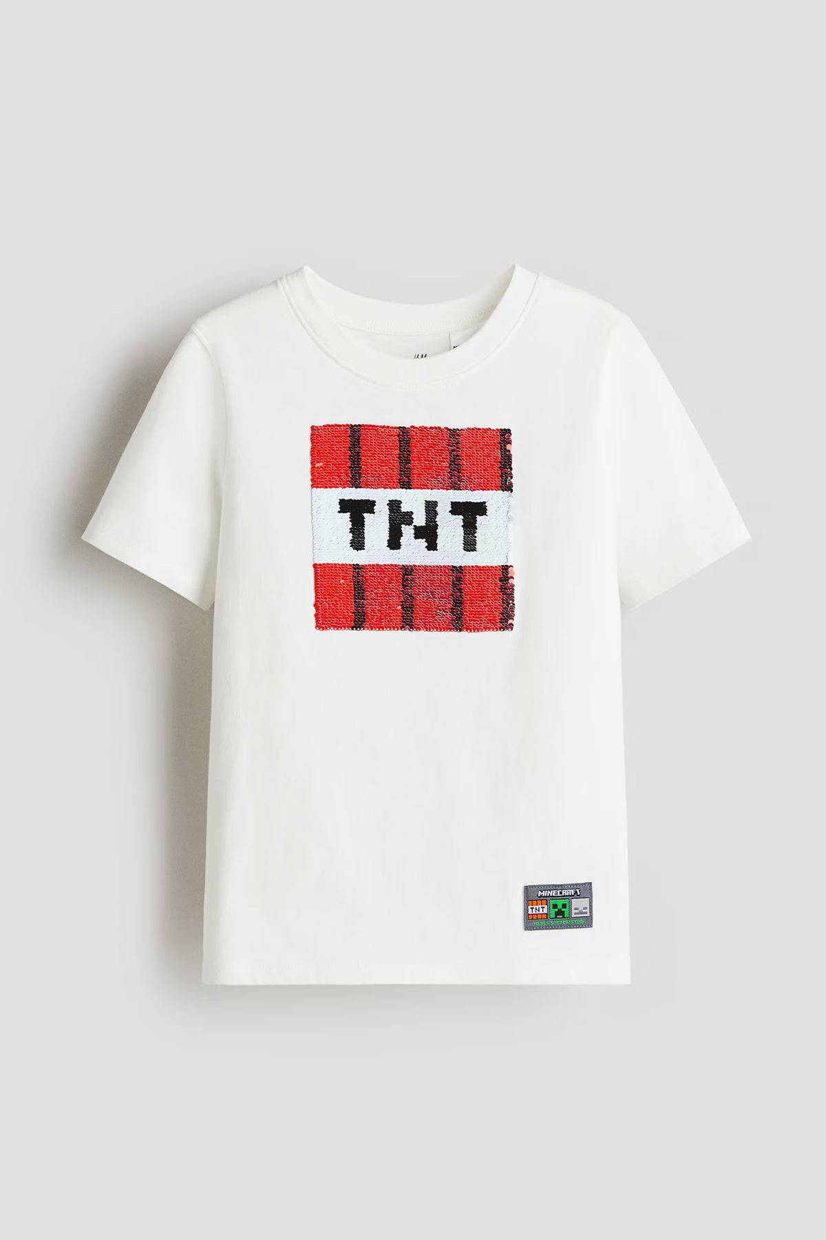 Polera minecraft con lentejuelas