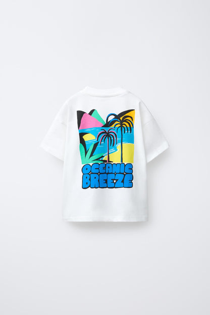 Polera estampado palmeras