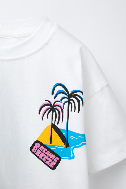 Polera estampado palmeras