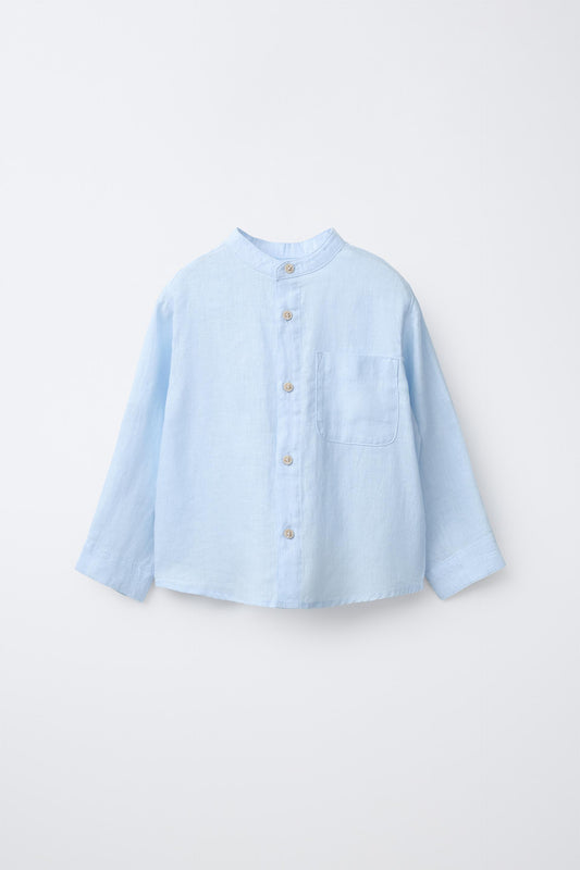 Camisa lino celeste