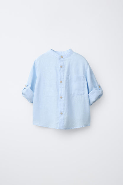 Camisa lino celeste