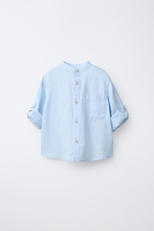 Camisa lino celeste