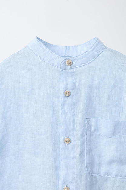 Camisa lino celeste