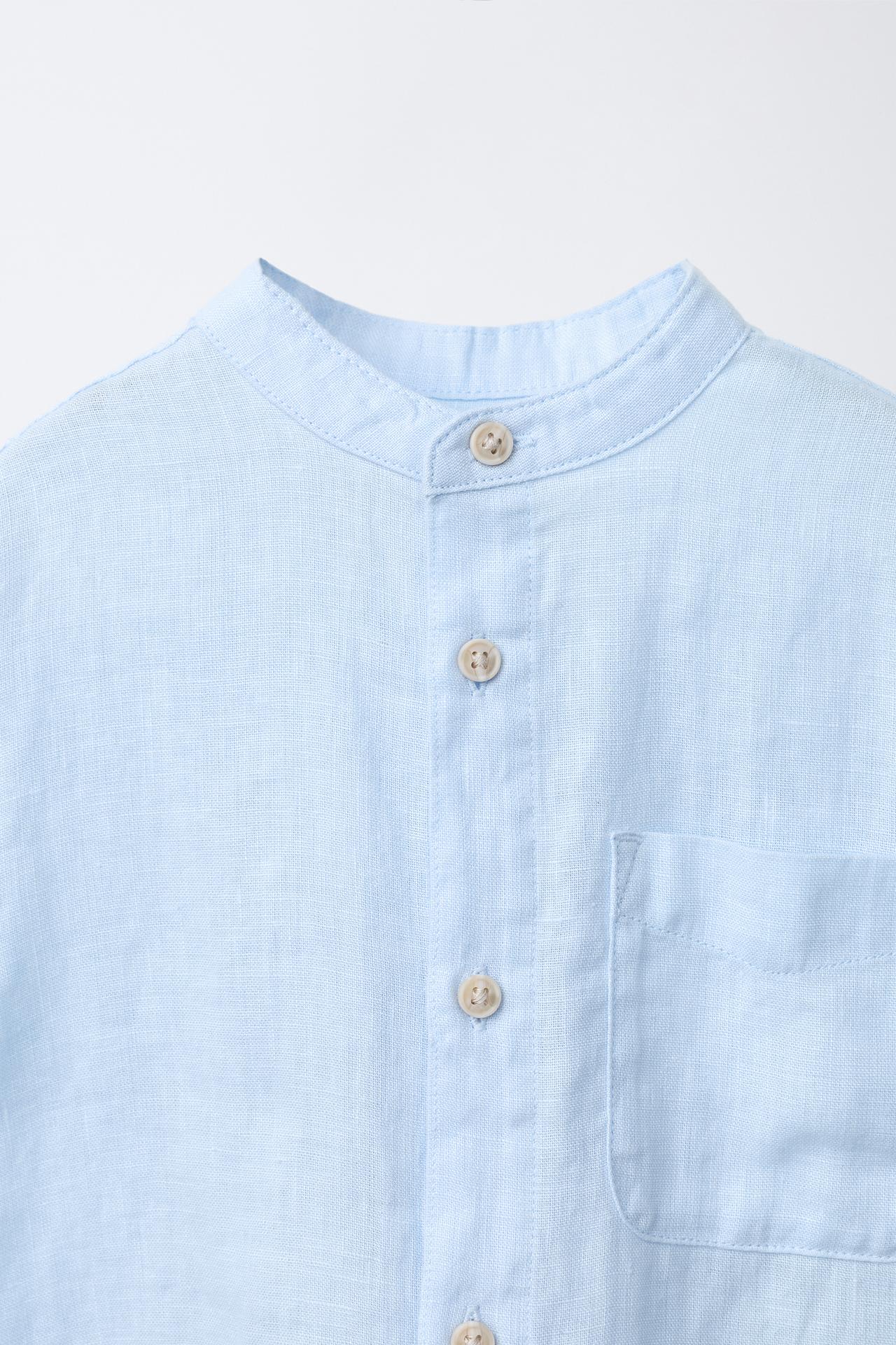 Camisa lino celeste
