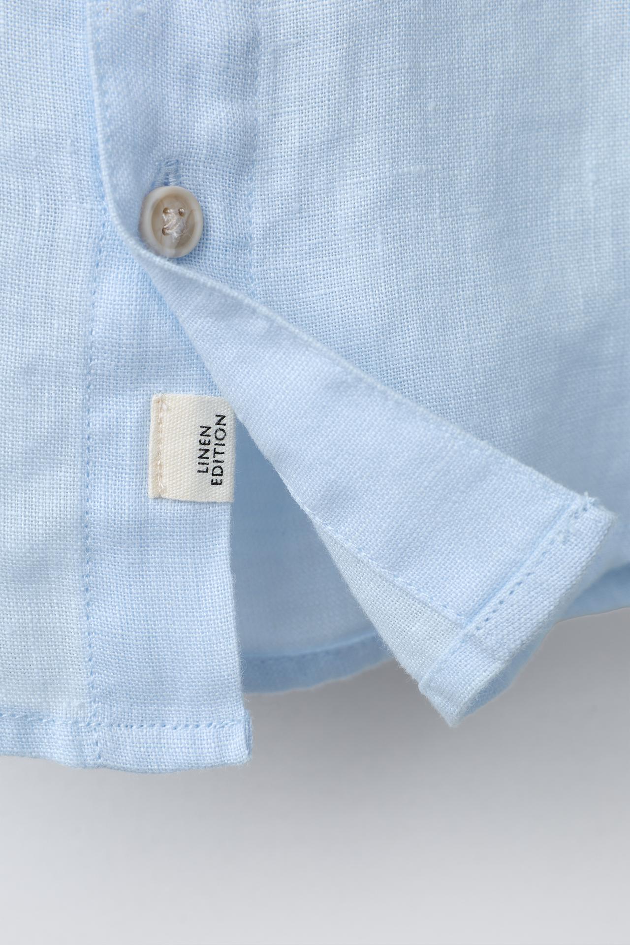 Camisa lino celeste