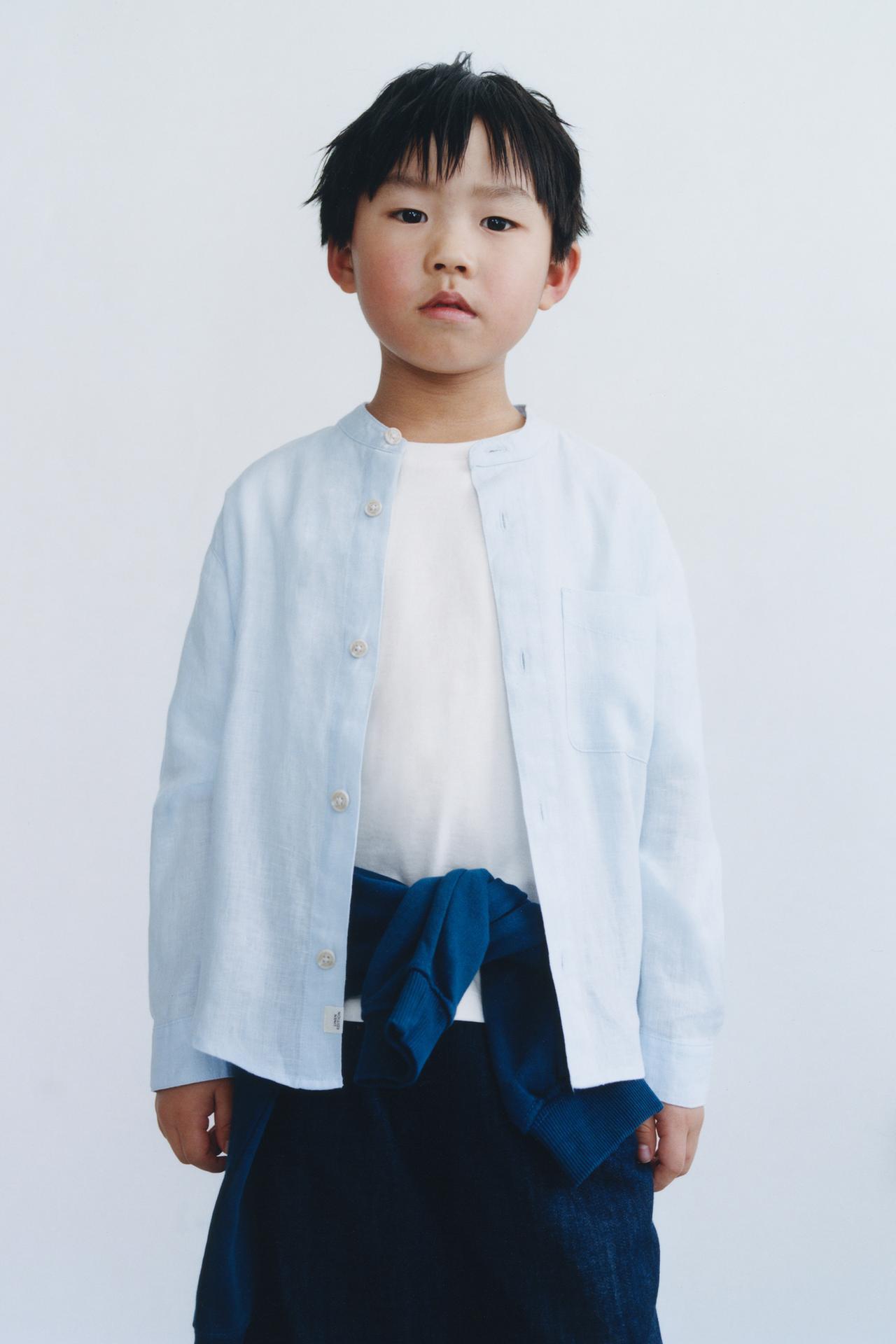 Camisa lino celeste