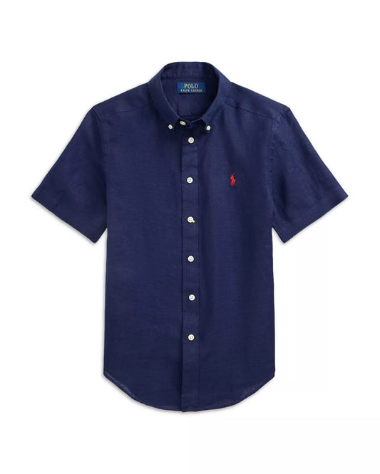 Camisa lino azul