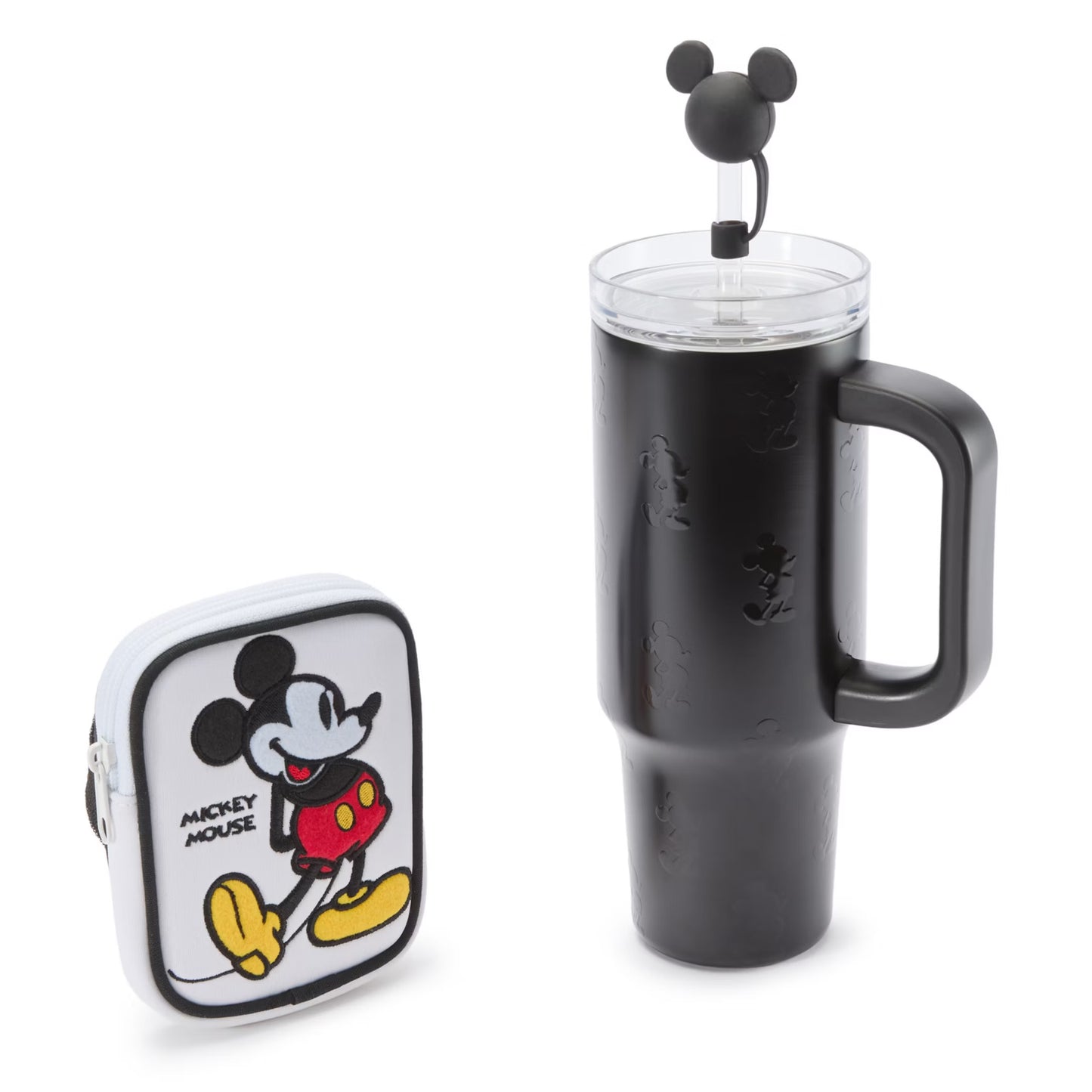 Vaso acero inoxidable con pajita y estuche cremallera Mickey Mouse
