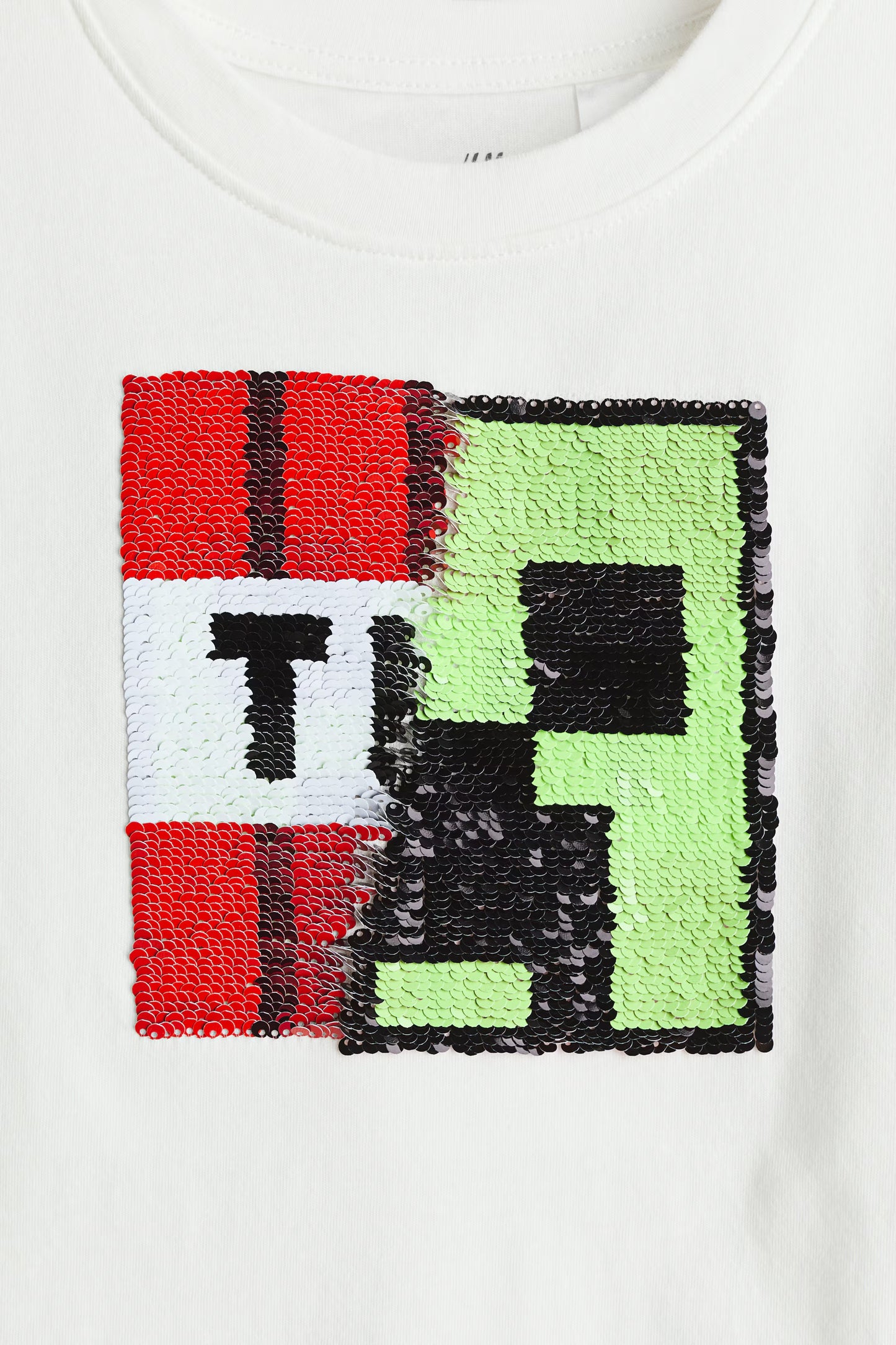 Polera minecraft con lentejuelas