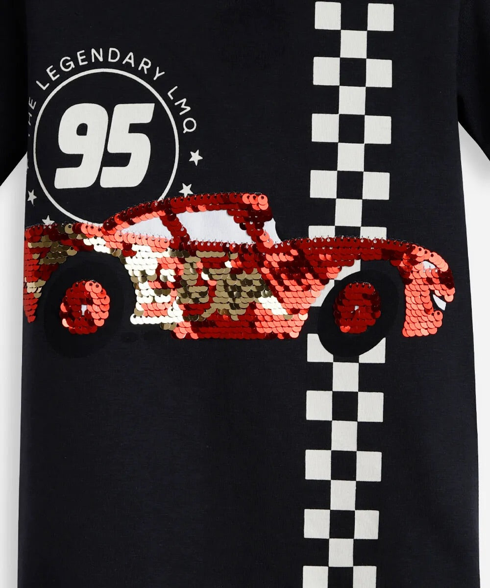 Polera auto con lentejuelas