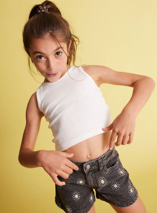 Polera rib color blanco