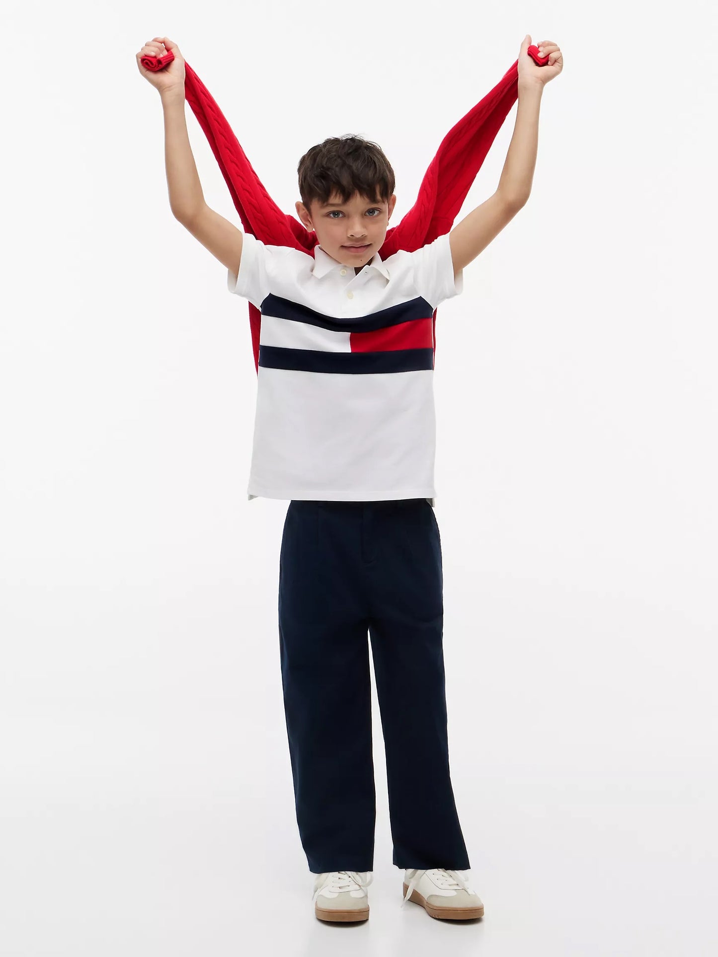 Polera con cuello colorblock blanca