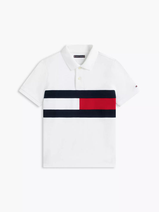 Polera con cuello colorblock blanca