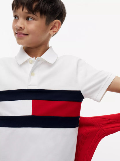 Polera con cuello colorblock blanca