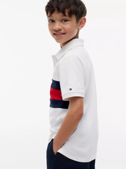 Polera con cuello colorblock blanca