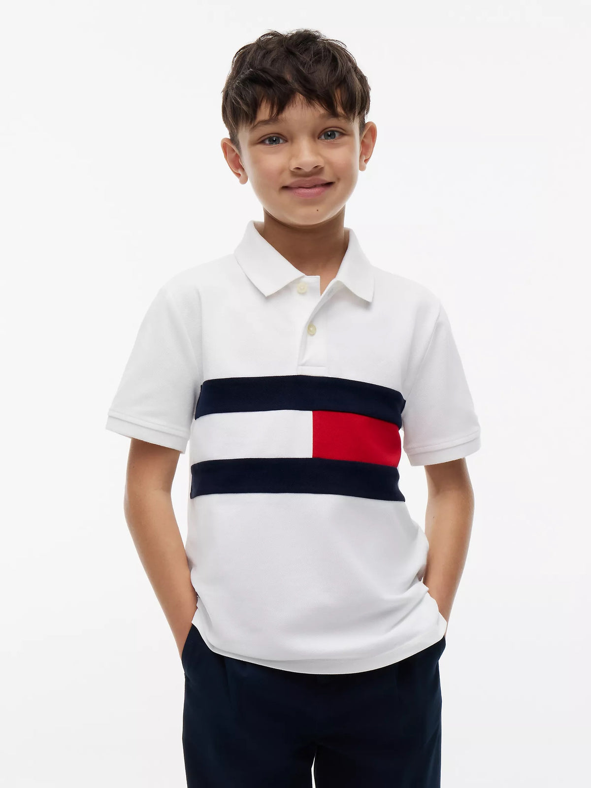 Polera con cuello colorblock blanca