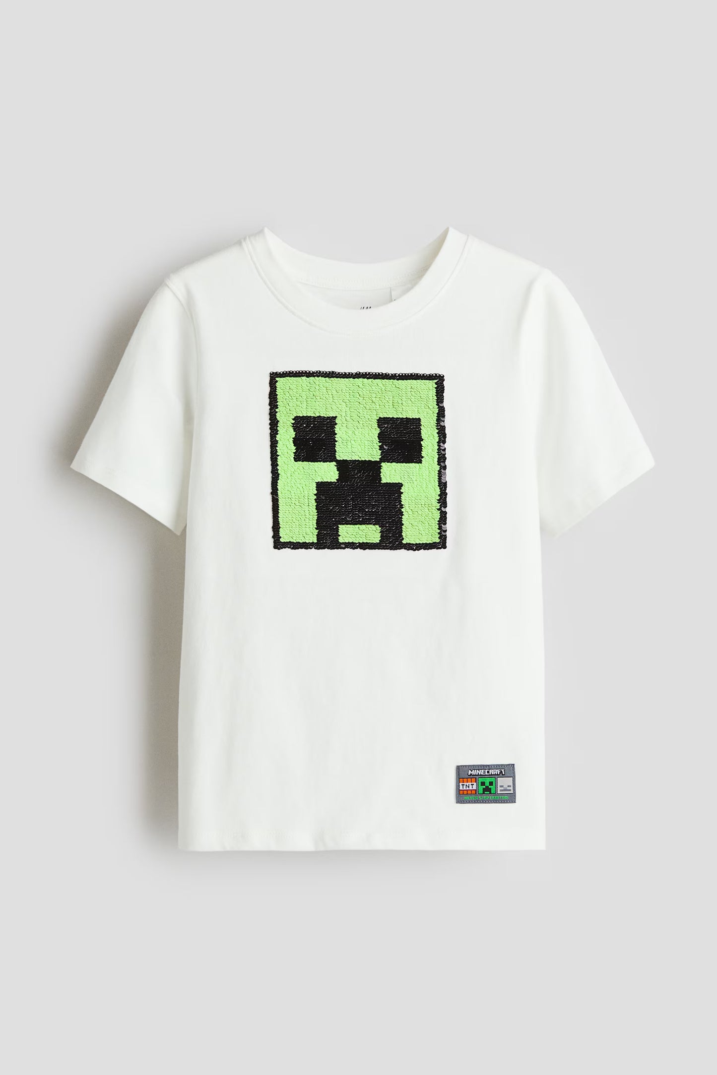 Polera minecraft con lentejuelas