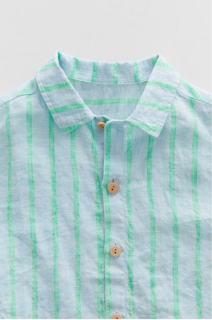Camisa lino raya acuarelada
