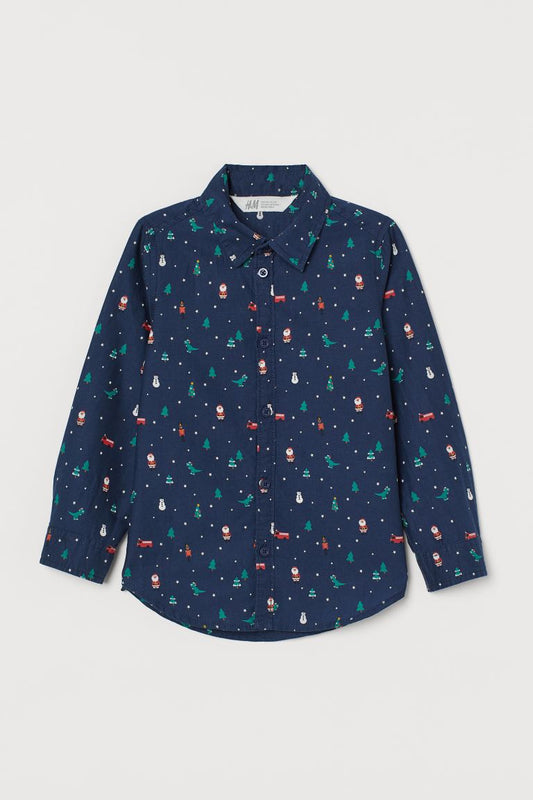 Camisa navidad azul