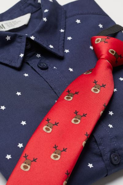 Camisa navidad azul